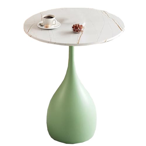 ZJYIGOWL Metall-Beistelltisch Runder Couchtisch Vintage-Snacktische Für Das Schlafzimmer Nachttisch Sofa-Couchtische Mit Marmor-Struktur-Tischplatte Für Wohnzimmer, Balkon(Green A,40CM) von ZJYIGOWL