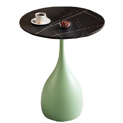 ZJYIGOWL Metall-Beistelltisch Runder Couchtisch Vintage-Snacktische Für Das Schlafzimmer Nachttisch Sofa-Couchtische Mit Marmor-Struktur-Tischplatte Für Wohnzimmer, Balkon(Green B,35CM) von ZJYIGOWL