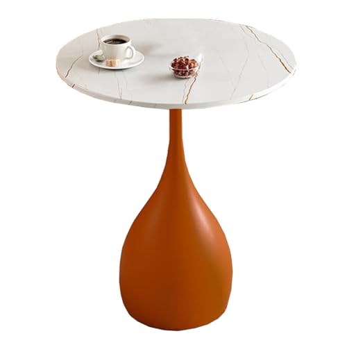 ZJYIGOWL Metall-Beistelltisch Runder Couchtisch Vintage-Snacktische Für Das Schlafzimmer Nachttisch Sofa-Couchtische Mit Marmor-Struktur-Tischplatte Für Wohnzimmer, Balkon(Orange A,40CM) von ZJYIGOWL