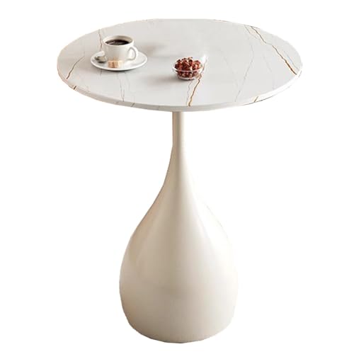 ZJYIGOWL Metall-Beistelltisch Runder Couchtisch Vintage-Snacktische Für Das Schlafzimmer Nachttisch Sofa-Couchtische Mit Marmor-Struktur-Tischplatte Für Wohnzimmer, Balkon(White A,40CM) von ZJYIGOWL