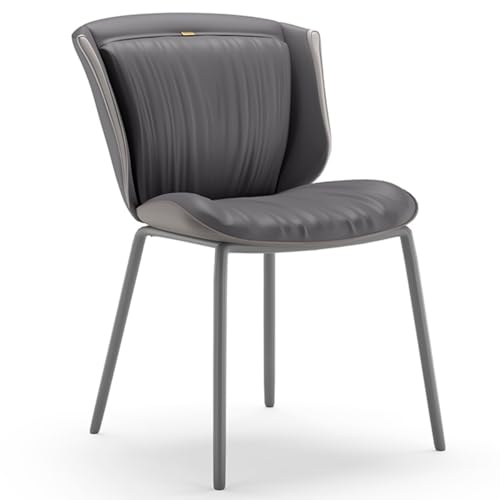 ZJYIGOWL Moderne Esszimmerstühle Lederstuhl Ohne Armlehnen, Gepolstert Einfach Zu Montierende Küchen-Esszimmerstühle Mit Grauen Metallbeinen Für Schlafzimmer, Wohnzimmer(Dark Gray A) von ZJYIGOWL