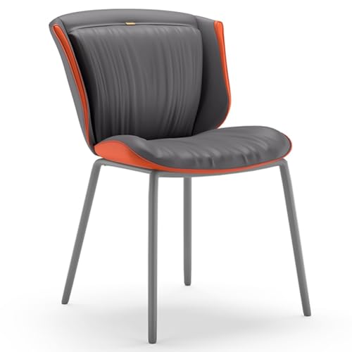 ZJYIGOWL Moderne Esszimmerstühle Lederstuhl Ohne Armlehnen, Gepolstert Einfach Zu Montierende Küchen-Esszimmerstühle Mit Grauen Metallbeinen Für Schlafzimmer, Wohnzimmer(Dark Gray B) von ZJYIGOWL