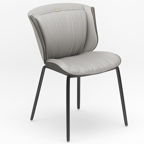 ZJYIGOWL Moderne Esszimmerstühle Lederstuhl Ohne Armlehnen, Gepolstert Einfach Zu Montierende Küchen-Esszimmerstühle Mit Grauen Metallbeinen Für Schlafzimmer, Wohnzimmer(Light Gray) von ZJYIGOWL