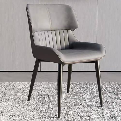 ZJYIGOWL Moderne Küche Esszimmerstühle Armlos Leder Gepolstert Akzent Seite Abendessen Stuhl Mit Gepolsterten Rücken Metall Beine Für Schlafzimmer, Büro, Wohnzimmer(Dark Gray) von ZJYIGOWL
