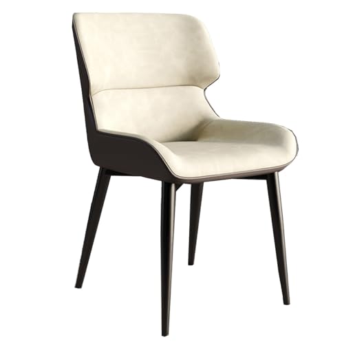 ZJYIGOWL Moderne Stühle Für Küche Und Esszimmer Gepolsterter Leder Akzent Stuhl Modern Mit Sitzkissen Und Stabilen Metallbeinen Beistellstühle Für Büro, Schlafzimmer(Beige) von ZJYIGOWL