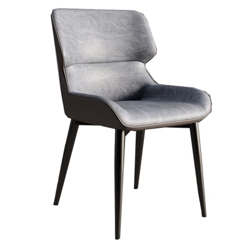 ZJYIGOWL Moderne Stühle Für Küche Und Esszimmer Gepolsterter Leder Akzent Stuhl Modern Mit Sitzkissen Und Stabilen Metallbeinen Beistellstühle Für Büro, Schlafzimmer(Dark Gray) von ZJYIGOWL