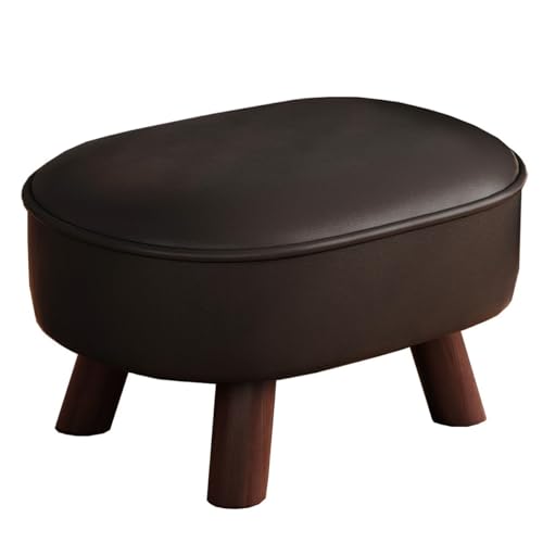 ZJYIGOWL Rechteckiger Leder Pouf Ottoman Wohnzimmer Poufs Fußhocker Mit Schaumstofffüllung Stapelbare, Bequeme Schuhbank Fußstütze Mit Holzbeinen Für Kleiner Raum(Black) von ZJYIGOWL