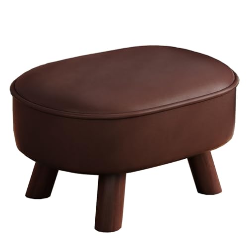 ZJYIGOWL Rechteckiger Leder Pouf Ottoman Wohnzimmer Poufs Fußhocker Mit Schaumstofffüllung Stapelbare, Bequeme Schuhbank Fußstütze Mit Holzbeinen Für Kleiner Raum(Bruin) von ZJYIGOWL