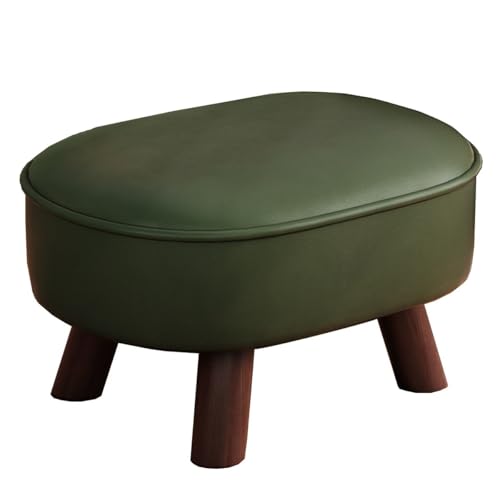 ZJYIGOWL Rechteckiger Leder Pouf Ottoman Wohnzimmer Poufs Fußhocker Mit Schaumstofffüllung Stapelbare, Bequeme Schuhbank Fußstütze Mit Holzbeinen Für Kleiner Raum(Groen) von ZJYIGOWL