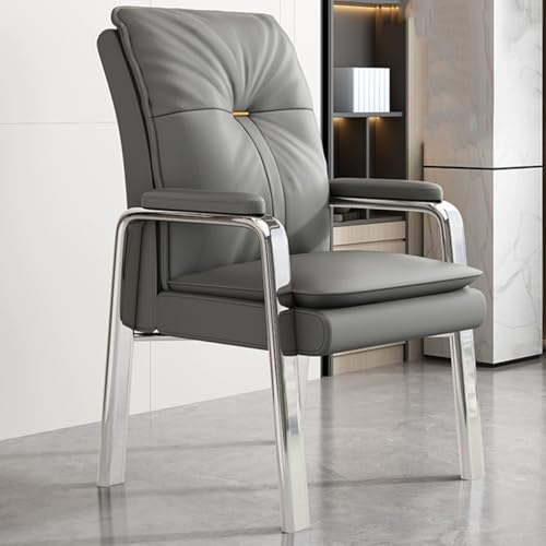 ZJYIGOWL Schwarzer Bürostuhl Aus Leder Mit Armlehnen Robuste Empfangs- Und Besucherstühle Sofa-Sessel Lesesessel Küchen- Und Esszimmerstühle Konferenzraumstühle Für Das Wohnzimmer(Grey) von ZJYIGOWL