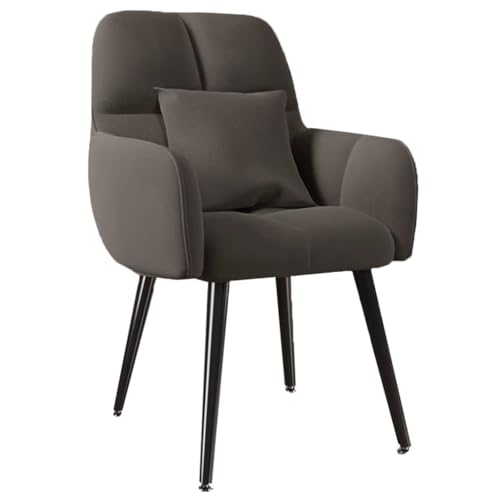 ZJYIGOWL Weiße Küchen-Esszimmerstühle Moderner Samt-Akzentstuhl Mit Armlehnen Und Kissen Sessel Mit Metallbeinen Gepolsterter Schminkstuhl Für Schlafzimmer, Wohnzimmer(Dark Gray,Black Legs) von ZJYIGOWL