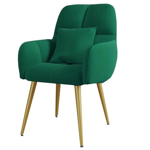 ZJYIGOWL Weiße Küchen-Esszimmerstühle Moderner Samt-Akzentstuhl Mit Armlehnen Und Kissen Sessel Mit Metallbeinen Gepolsterter Schminkstuhl Für Schlafzimmer, Wohnzimmer(Groen,Gold Legs) von ZJYIGOWL