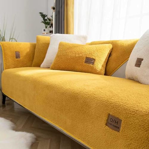 ZJZFL Couch überzug l Form samt sofabezug 1 2 3 4 sitzer Sofaschoner antirutsch Sofa Überzug hundedecke Sofa Sofaschutz Sofa Überwurf sofahusse ,yellow-110 * 210cm von ZJZFL