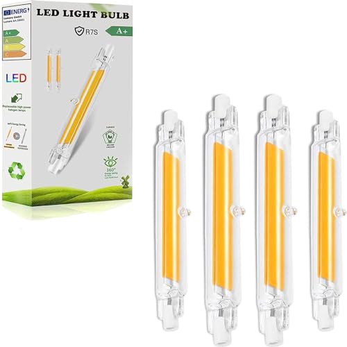 ZJZG R7S LED 118mm Dimmbar, 20W R7S LED Ersatz für 200W Halogenstab 118mm, Kein Flackern, R7S LED COB Glühbirne Naturweiß 4500K 2000LM, LED Stab 360° Abstrahlwinkel, AC 220-240V, 4er Set von ZJZG