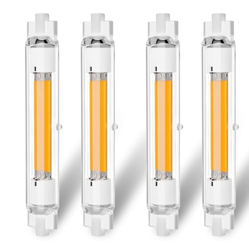 ZJZG R7S LED 118mm Dimmbar, 30W R7S LED Glühbirne Ersatz für 300W R7S Halogenlampen, R7S LED Warmweiß 3000K, 3000LM kein Flackern, 360° Strahlbeleuchtung, LED Leuchtmittel, 4er Pack von ZJZG