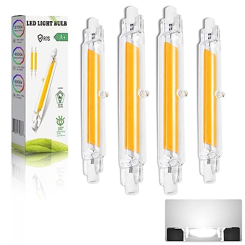 ZJZG R7S LED 78MM, 10W R7S LED Dimmbar Lampen Ersatz für 100W Halogenlampen, LED R7S Glühbirne Kaltweiß 6000K 1000LM, Kein Flackern, LED Stab 360° Strahlbeleuchtung, AC/DC 220-240V, 4 Stück von ZJZG