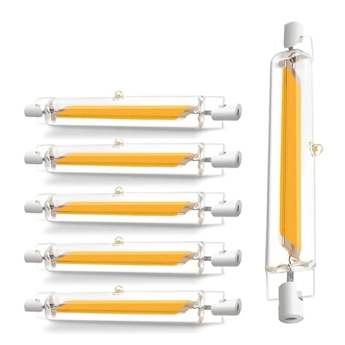 ZJZG R7S LED 78mm, R7S LED Dimmbar 10W Ersatz für 100W Halogen Leuchtmittel, R7S LED Stab Warmweiß 3000K 1000LM, Kein Flackern, 360°Abstrahlwinkel, 6er Pack von ZJZG