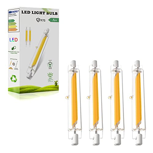 ZJZG R7S LED 78mm,10W R7S LED Ersatz für 100W Halogen Leuchtmittel,R7S LED Dimmbar COB Glühbirnen,LED R7S 78mm Warmweiß 3000K 1000LM,LED Stab 360° Strahlbeleuchtung, 4er-Pack von ZJZG