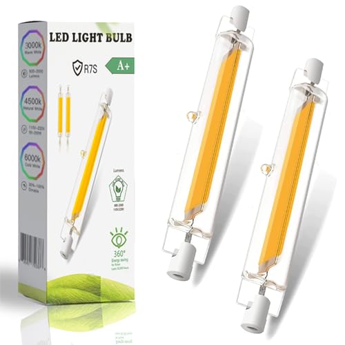 ZJZG R7S LED 78mm 10W, LED R7S 78mm Dimmbar Ersatz für 100W Halogen Leuchtmittel, Leuchtmittel Stab Warmweiß 3000K 1000LM, Kein Flackern, 360°Abstrahlwinkel, 2er Pack von ZJZG
