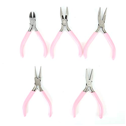 5-teiliges rosa Zangen-Schmuck-Werkzeug-Set, Mini-Zangen-Set, 10,2 cm, Metall-Zangen-Set, Schmuck-Herstellung, Werkzeug, Schmuck-Zangen-Set, Schmuck-Zangen-Set, Schmuck-Werkzeuge, Reparaturwerkzeuge von ZJchao