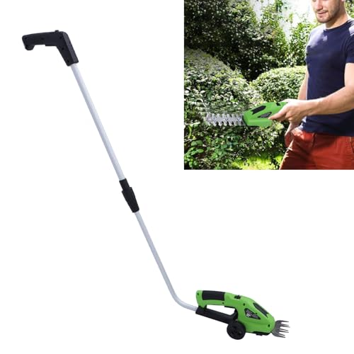 Akku-Heckenschere, 4-in-1-Grasschere und Strauchschneider, Tragbare Elektrische Strauchgrasschere aus Legiertem Stahl mit Wiederaufladbarem Akku und USB-Kabel für Gartenrasen von ZJchao