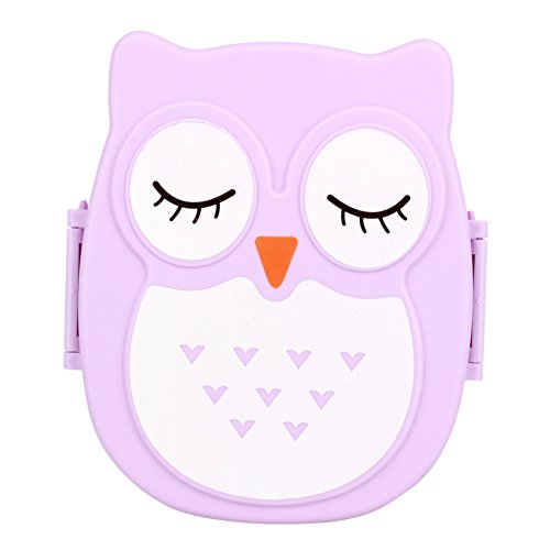 Brotdose Für Kinder Mit Cartoon Eule Tragbar Für Picknick Als Lunchbox Behälter 1050 Ml Purpur, Lebensmittelbehälter Für Kinder Erwachsene Studenten Kinder Verwenden Enthält Löffel Und Gabel von ZJchao