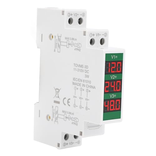 DIN-Schienen-Voltmeter, Gleichstrom-Voltmeter mit Isoliertem Schaltausgang, 3-stelliges LCD-Display, Einfache Installation für DC11310V-Stromkreise, Intuitive Bedienung, TOVME 3D von ZJchao