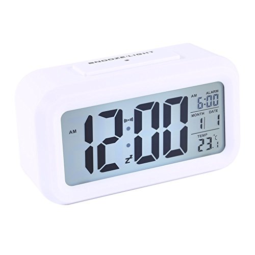 Digitaler Wecker, Schlafende Uhr LED Digital Alarm Wecker aktiviert Sensor Licht Registra Zeit Datum Temperatur Schwarz von ZJchao