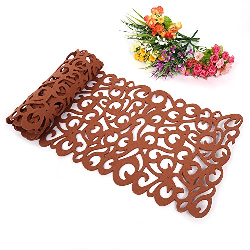 Filz Tischläufer, Hohl-Blumenentwurf Tischunterlage - Abwaschbar, 100 x 30cm Braun, Tischdecke für Esszimmere Dekoration, Praktisch und Stylish fürs Hausgebrauch von ZJchao
