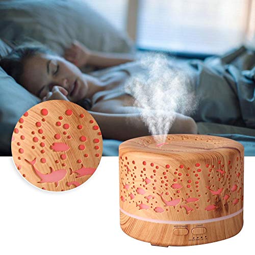 Luftbefeuchter Aroma Diffuser, Ultraschall Ultra Leise Ätherische Öle Diffusor Aromatherapie Humidifier mit 7 farbe LED Nachtlicht Automatische Ausschaltung für Babys Kinder SPA (Hellholzmaserung ) von ZJchao