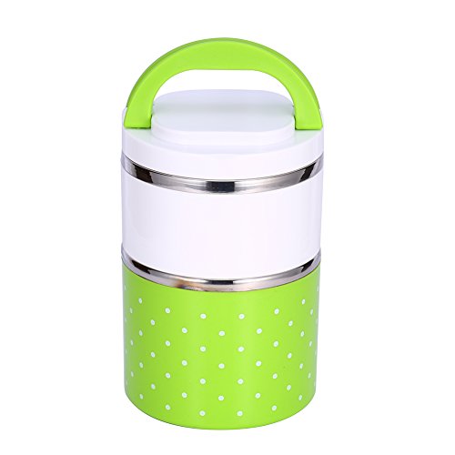 Thermoisolierte Bento-Lunchbox, aus Edelstahl 1–3 Schichten auslaufsichere Lebensmittelbehälter für Kinder Erwachsene hält Lebensmittel warm geeignet für Schule Büro oder Picknick (900 ml, grün) von ZJchao