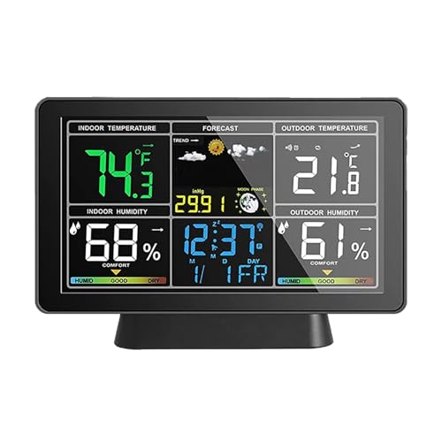 Temperatur und Feuchtigkeitsmonitor, Wetterstation, Farbdisplay Digital mit Barometer und Wettervorhersage mit Einstellbarer Hintergrundbeleuchtung Außenthermometer Thermometer Temperatur und Feuchtigkeitsmonitor, Wetterstation, Farbdisplay Digital mit Barometer und Wettervorhersage mit Einstellbarer Hintergrundbeleuchtung Außenthermometer Thermometer von ZJchao