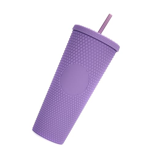 ZJchao 24-Unzen-Wasserbecher mit Großer Kapazität mit Breitem Öffnen und Lecksicherem Deckel, Doppelter Schicht Isoliertem Becher für Trinkwasser, Kaffee, Tee, Saft; Mattes (Dunkelviolett) von ZJchao