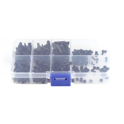 ZJchao 250pcs Standoffs Nylon M2 M3 mit Aufbewahrungsbox Nylon Hex Spacer Standoff Kit Männliche Weibliche Hex -Säulen -Säulen Abstandshalter Schraubmutter Sortiment Kit Zur Montage zwischen der PCB von ZJchao