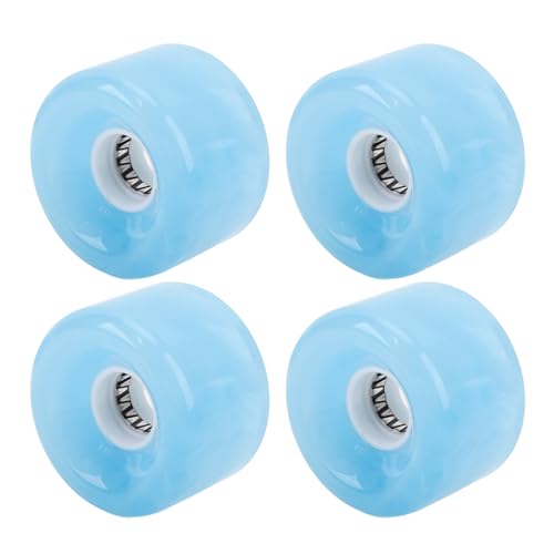 ZJchao 4 Pack 52mm Skateboardräder Set, 78A Durometer Transparent Glow High Bounp PU Ersatzräder mit Lagern für Langtafeln und Cruiser -Boards (Blue) von ZJchao