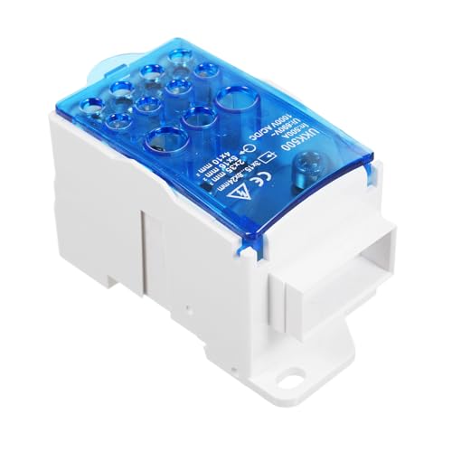 ZJchao 6 Positionen Schraubenklemme Streifenblöcke mit Abdeckungsanschlussbox Branch Box DIN RAIL Klemme Block Drahtkastenschrank Kabel Splitteranschluss UKK80A (UKK500A) von ZJchao