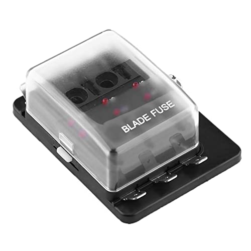 ZJchao 6 -Wege Blatt Sicherungskasten Sicherungskastenhalter, Sicherungsblock mit LED -Warnleuchte Kit 6 Wege Schaltkreis Blatt Sicherungskasten Blockhalter Boots Sicherungsblock für Autowagen Boot von ZJchao