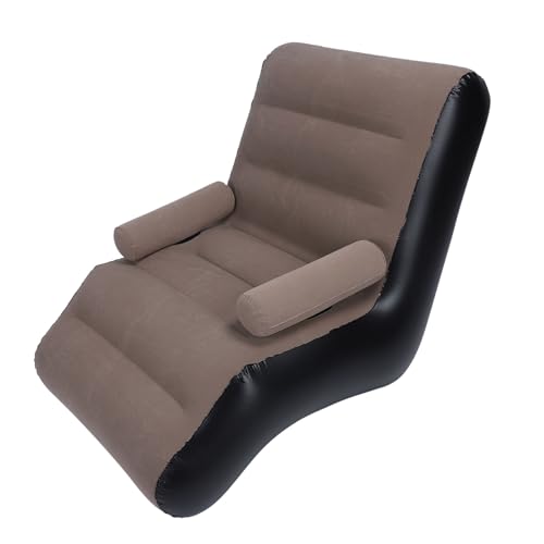 ZJchao Aufblasbare Couch, Ergonomisch Sformierte Tragbare Weiche Verschwendung von Oberflächenblasen Aufblasbarer Lounge Stuhl Luftstuhl Blasentierfest für Heimreisebüro (Brown) von ZJchao