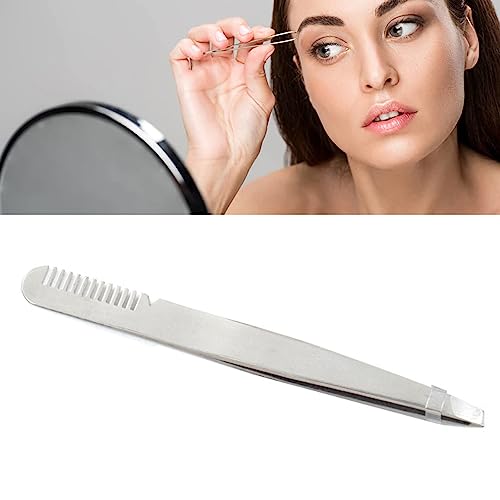 ZJchao Augenbrauen-Pinzetten mit Kamm, Edelstahl mit Kamm 2- in 1 Pinzetten Spoolies Augenbrauenclip für Maskenbildner, Kosmetikerin, Frauen (SILVER) von ZJchao
