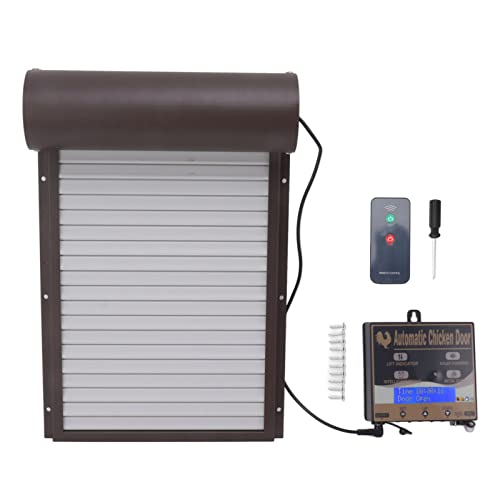 ZJchao Automatische Hühnerkooptür, 3 Modi Programmierbares Aluminium -Hühner -Coops -Türöffner Hühner -Lauftür mit Timer Leuchtsensor Fernbedienung für Automatische Hühnerkooptür (Brown) von ZJchao