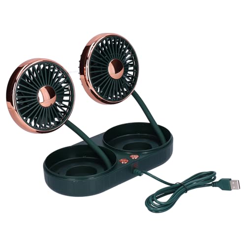 ZJchao Autoventilator Luftkühler Desktop Lüfter 360 ° Rotatable Silikonschlauch 3-Gang-Doppelkopf USB-Antrieb für Auto-Heimbüro mit Gummi-Pad (GREEN) von ZJchao