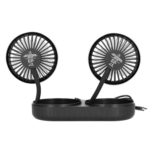 ZJchao Autoventilator Luftkühler Desktop Lüfter 360 ° Rotatable Silikonschlauch 3-Gang-Doppelkopf USB-Antrieb für Auto-Heimbüro mit Gummi-Pad (schwarzes Silber) von ZJchao