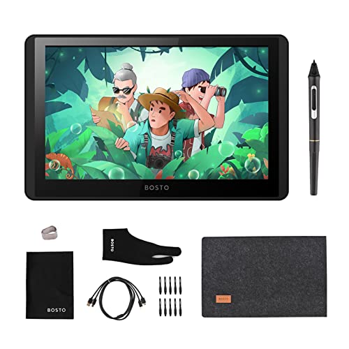 ZJchao BOSTO 12HD A H LCD Graphics Drawing Tablet -Monitor 11,6 Zoll 768p Auflösung 8192 Druckstufen USB Powered Zeichentablette für MacOS von ZJchao