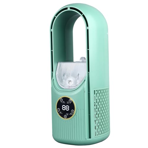 ZJchao Blattloser Lüfter, 6 -Geschwindigkeitsanpassung Stille USB -Tisch -Misting -Kühlung Blattlosen Schreibtischventilator mit Timing 100 Ml Wassertank für Home Office Schlafzimmer (GREEN) von ZJchao