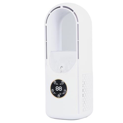 ZJchao Blattloser Lüfter, 6 -Geschwindigkeitsanpassung Stille USB -Tisch -Misting -Kühlung Blattlosen Schreibtischventilator mit Timing 100 Ml Wassertank für Home Office Schlafzimmer (WHITE) von ZJchao
