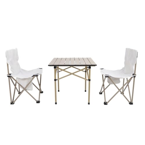 ZJchao Camping -Tischstühle Set, Picknicktisch Hohe Ladung Tragbares Klappertisch Aluminium Legierungsplatz -Tischstühle Rampenstühle mit Tisch Im Freien und Stühle mit Aufbewahrungsbeuteln für von ZJchao