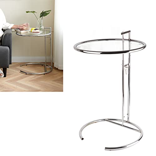ZJchao Couchtisch, Heben Couchtisch mit Retro -Stil Transparent Runde Form Kompakte Metallglas Dekorativ Praktischer Kleiner Lift Top für von ZJchao