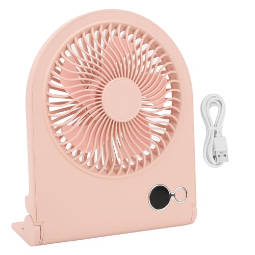 ZJchao Desk -Lüfter, USB Desk Lüfter Mini -Fan USB -Fan -Desktop -Tischlüfter mit Digitalem Display Starker Wind 3 Geschwindigkeiten Ruhig für Home Office Desktop (PINK) von ZJchao