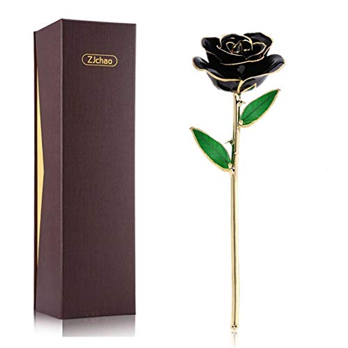 ZJchao Echte in Gold getauchte Rose, Valentinstags-Geschenke für Sie 24 Karat Gold Dekoration schwarz von ZJchao