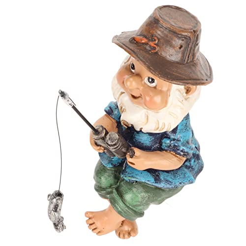 ZJchao Gartengarten Garten GNOME Rasenstatue Fischerei Gnom Sitter Harz Dekorative Gartenstatue mit Reichen Farben für Teich Teich Im Freien von ZJchao